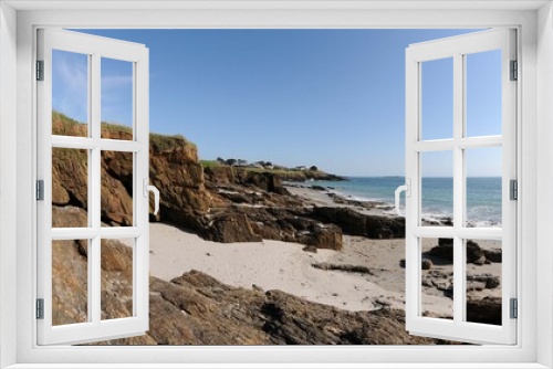 Fototapeta Naklejka Na Ścianę Okno 3D - le long de la plage tahiti de raguenez en Finistère Bretagne France	