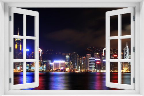 Fototapeta Naklejka Na Ścianę Okno 3D - Beautiful Hongkong Skyline Panorama at night