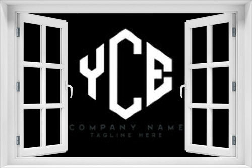 YCE letter logo design with polygon shape. YCE polygon logo monogram. YCE cube logo design. YCE hexagon vector logo template white and black colors. YCE monogram, YCE business and real estate logo. 