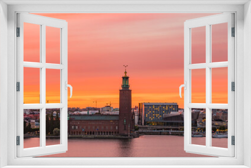 Fototapeta Naklejka Na Ścianę Okno 3D - Stockholm City Hall Sunset