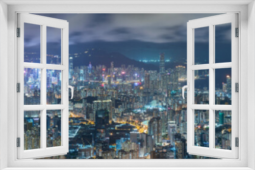 Fototapeta Naklejka Na Ścianę Okno 3D - Night scenery of panorama of Hong Kong city