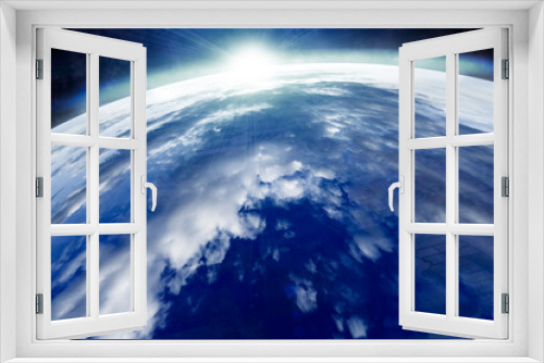 Fototapeta Naklejka Na Ścianę Okno 3D - View of planet earth from space.Clouds and blue ocean from galactic space.