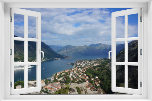 Fototapeta Naklejka Na Ścianę Okno 3D - View of the Bay of Kotor from the top of the observation deck