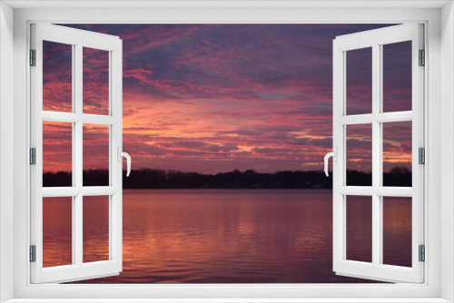 Fototapeta Naklejka Na Ścianę Okno 3D - sunset over the lake