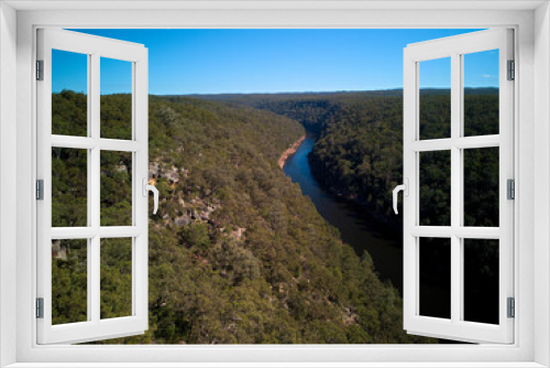 Fototapeta Naklejka Na Ścianę Okno 3D - Drone photo of the Nepean Gorge on the Nepean River west of Sydney, New South Wales, Australia. The gorge is located south of the western suburb of Penrith.