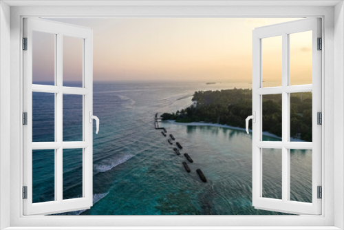 Fototapeta Naklejka Na Ścianę Okno 3D - Aerial view, Kuredu with beaches and Palmtrees, Lhaviyani Atoll, Maldives, Indian Ocean, Asia