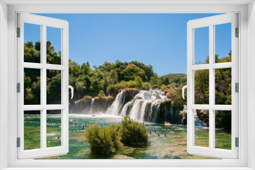 Fototapeta Naklejka Na Ścianę Okno 3D - Landscape in Krka National Park in Croatia, known for its beautiful waterfalls