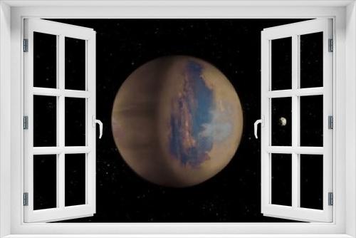 Fototapeta Naklejka Na Ścianę Okno 3D - Exoplanet in deep space with asteroid 3D illustration.