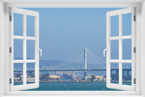 Fototapeta Naklejka Na Ścianę Okno 3D - Sunny view of the San Francisco Oakland Bay Bridge