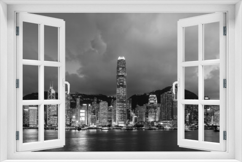 Fototapeta Naklejka Na Ścianę Okno 3D - Victoria harbor of Hong Kong city at dusk