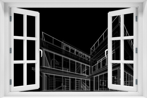 Fototapeta Naklejka Na Ścianę Okno 3D - modern house architectural drawing 