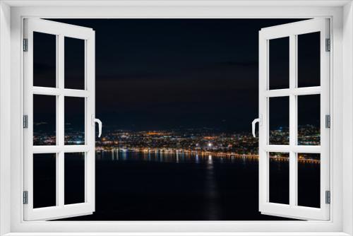 Fototapeta Naklejka Na Ścianę Okno 3D - Aerial night view of Kalamata city, Greece. Kalamata is one of the most beautiful cities in Greece and a popular tourist destination