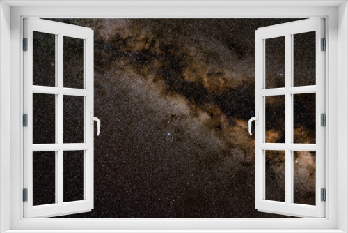 Fototapeta Naklejka Na Ścianę Okno 3D - Night sky, many stars with milky way around Aquila constellation visible. Long exposure stacked photo