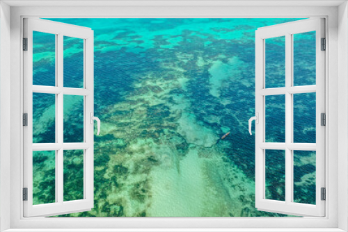 Fototapeta Naklejka Na Ścianę Okno 3D - Aerial top view on blue ocean, Zanzibar