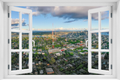 Fototapeta Naklejka Na Ścianę Okno 3D - Very High Resolution Panorama of Seattle Downtown and Queen Anne