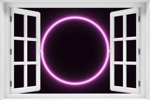 Fototapeta Naklejka Na Ścianę Okno 3D - purple abstract neon circle glowing in the dark. design element for poster, banner, advertisement, print.neon illustration