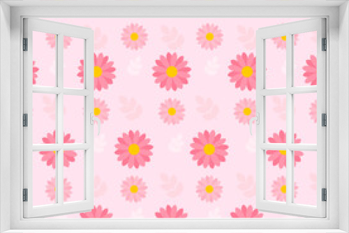 Fototapeta Naklejka Na Ścianę Okno 3D - This is a seamless pattern of flowers on a pink background. Vector wrapping paper.