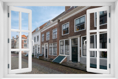 Fototapeta Naklejka Na Ścianę Okno 3D - Spanjaardstraat in Midelburg, Zeeland province, The Netherlands