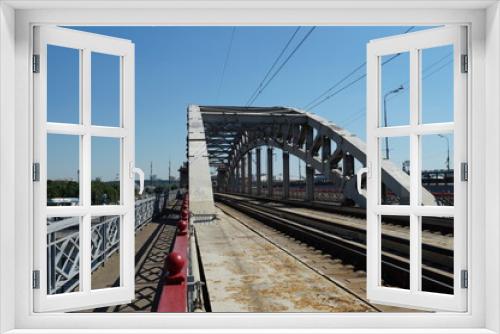 Fototapeta Naklejka Na Ścianę Okno 3D - railway bridge over river