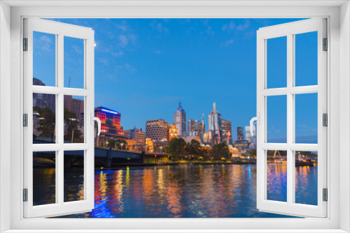 Fototapeta Naklejka Na Ścianę Okno 3D - Melbourne City Sunset Evening, Victoria, Australia