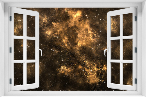 Fototapeta Naklejka Na Ścianę Okno 3D - Nebula Space Background Yellow