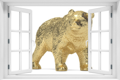 Fototapeta Naklejka Na Ścianę Okno 3D - Gold Bear isolated on white background. 3D illustration.