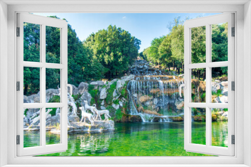 Fototapeta Naklejka Na Ścianę Okno 3D - Famous fountains and waterfalls of Reggia di Caserta, Royal Palace in summer season - Italy