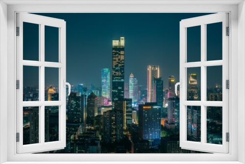 Fototapeta Naklejka Na Ścianę Okno 3D - Skyscrapers in Nanjing city in the night