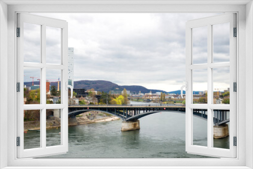 Fototapeta Naklejka Na Ścianę Okno 3D - Mittlere Bridge and Basel skyline, Switzerland