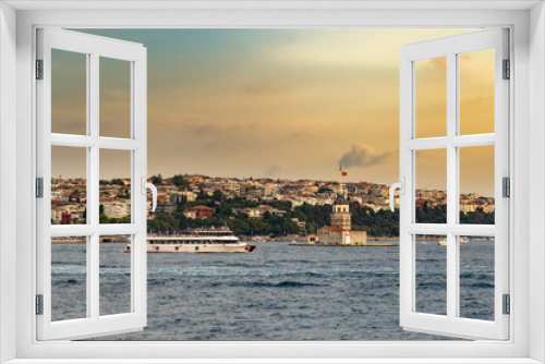 Fototapeta Naklejka Na Ścianę Okno 3D - Cruise ship on a Bosphorus, Istanbul, Turkey.