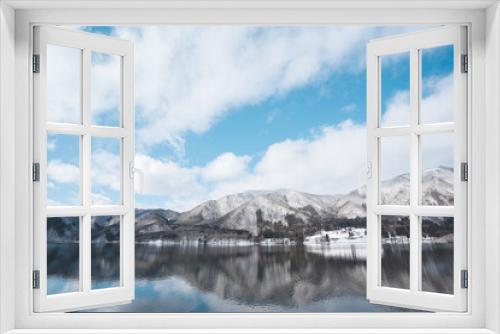 Fototapeta Naklejka Na Ścianę Okno 3D - 冬の木崎湖