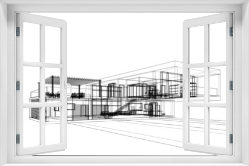 Fototapeta Naklejka Na Ścianę Okno 3D - house architectural drawing
