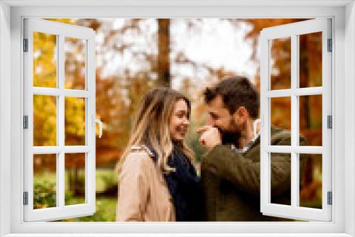 Young couple in the autumn park