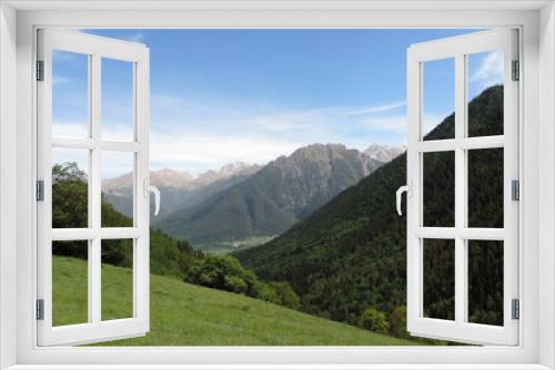 Fototapeta Naklejka Na Ścianę Okno 3D - Mountain landscape in summer. Mountains in summer without snow, blue sky on a clear day.