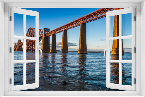 Fototapeta Naklejka Na Ścianę Okno 3D - Steel Bridge in Scotland and sunset