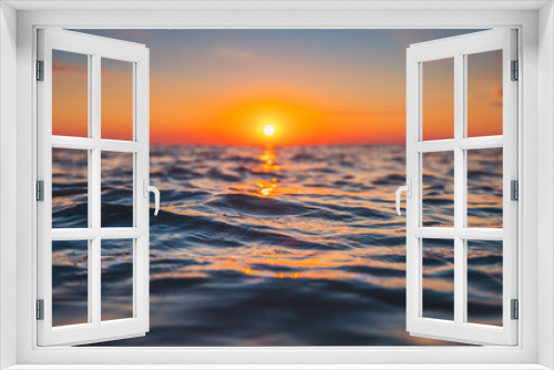 Fototapeta Naklejka Na Ścianę Okno 3D - Sea wave close up, low angle view, sunrise shot