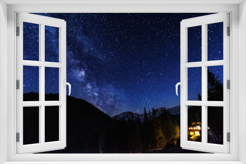Fototapeta Naklejka Na Ścianę Okno 3D - Bright starry sky with the milky way on the background of High Tatras mountains 