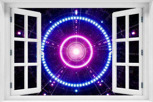 Neon Circle Light Science Fiction Tunnel