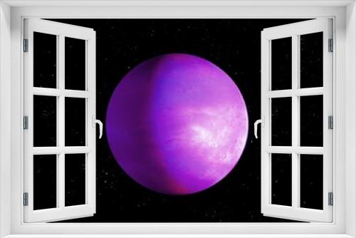 Fototapeta Naklejka Na Ścianę Okno 3D - Fantastic exoplanet, sci-fi background. Purple planet from deep space. Incredible cosmos, beauty of the universe 3d illustration.