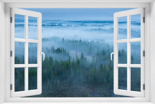 Fototapeta Naklejka Na Ścianę Okno 3D - night fog over the taiga