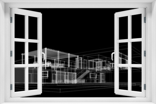 Fototapeta Naklejka Na Ścianę Okno 3D - modern house architectural drawings 