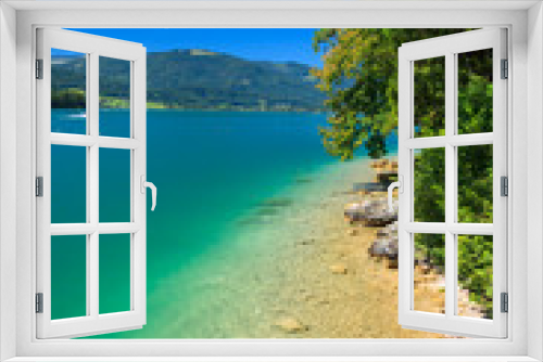 Fototapeta Naklejka Na Ścianę Okno 3D - Beautiful turquoise water of Wolfgang lake, Austria