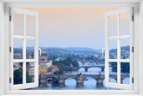 View of the bridges over the Vltava river, Prague, CZ