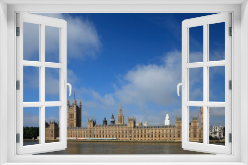 Palace of Westminster  viewed from across the river Thames, London, UK