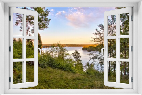 Fototapeta Naklejka Na Ścianę Okno 3D - The view over the lake Rymmen at the Högakull natural reserve in Värnamo, Sweden