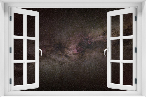 Fototapeta Naklejka Na Ścianę Okno 3D - Night sky, many stars with milky way around Vulpecula and Cygnus constellation, Milky way galaxy with North America nebula visible. Long exposure stacked photo