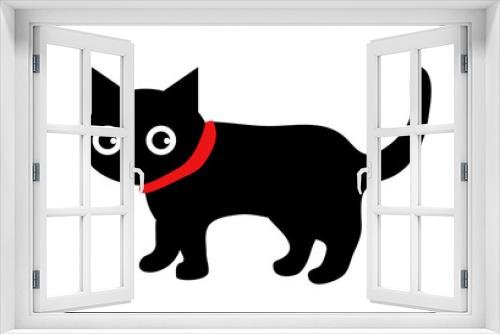 Fototapeta Naklejka Na Ścianę Okno 3D - black cat cartoon