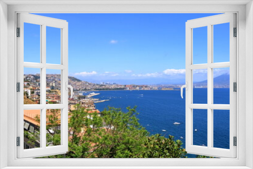Fototapeta Naklejka Na Ścianę Okno 3D - Panoramic view of Naples city, Mount Vesuvius and gulf of Napoli, Mediterranean sea, Italy