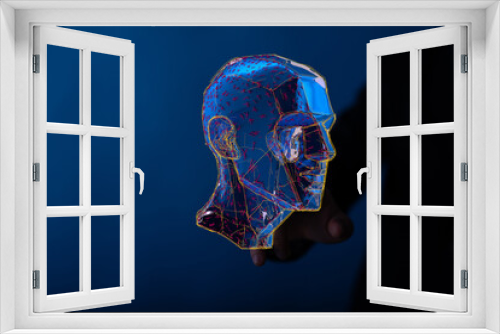 Fototapeta Naklejka Na Ścianę Okno 3D - Human head and brain with Artificial intelligence concept