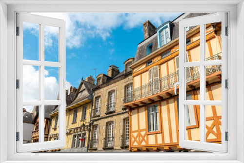 Fototapeta Naklejka Na Ścianę Okno 3D - Old wooden colored houses in the medieval village of Quimper in the Finisterre department. French Brittany, France